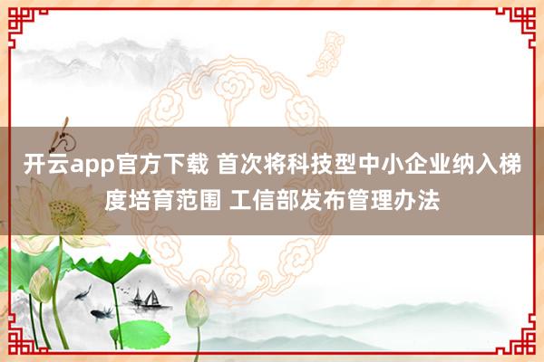 开云app官方下载 首次将科技型中小企业纳入梯度培育范围 工信部发布管理办法