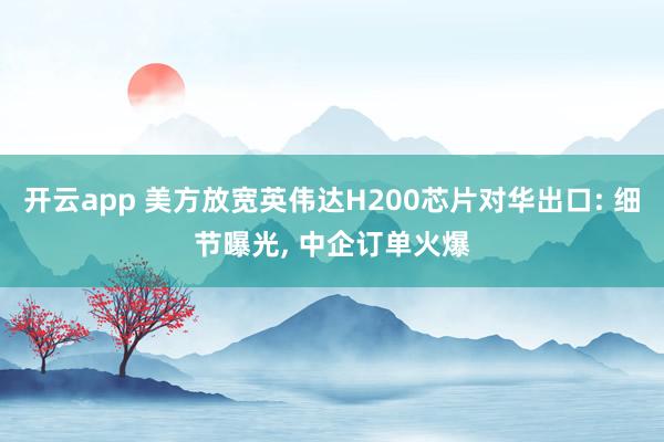 开云app 美方放宽英伟达H200芯片对华出口: 细节曝光, 中企订单火爆
