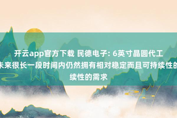开云app官方下载 民德电子: 6英寸晶圆代工厂在未来很长一段时间内仍然拥有相对稳定而且可持续性的需求