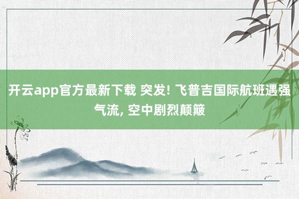 开云app官方最新下载 突发! 飞普吉国际航班遇强气流, 空中剧烈颠簸