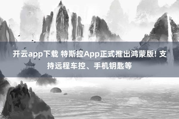 开云app下载 特斯拉App正式推出鸿蒙版! 支持远程车控、手机钥匙等