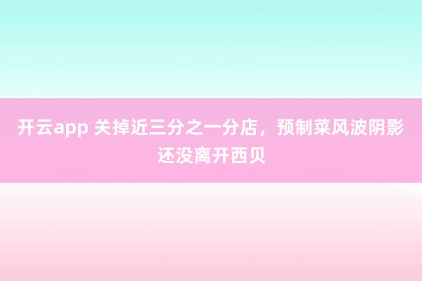 开云app 关掉近三分之一分店，预制菜风波阴影还没离开西贝