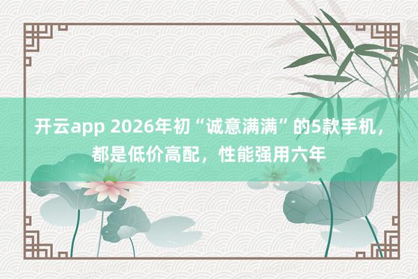 开云app 2026年初“诚意满满”的5款手机,都是低价高配,性能强用六年