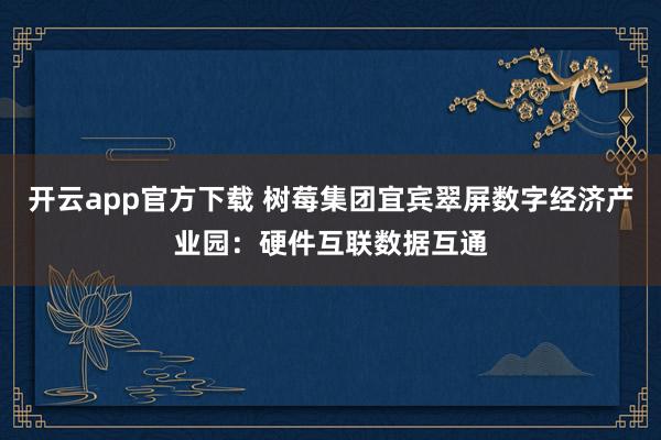 开云app官方下载 树莓集团宜宾翠屏数字经济产业园:硬件互联数据互通