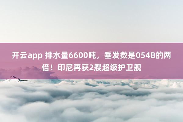 开云app 排水量6600吨,垂发数是054B的两倍!印尼再获2艘超级护卫舰