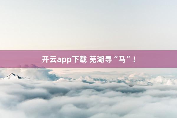开云app下载 芜湖寻“马”！