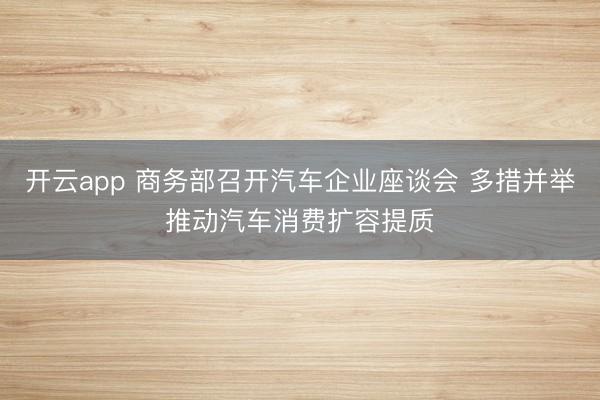 开云app 商务部召开汽车企业座谈会 多措并举推动汽车消费扩容提质
