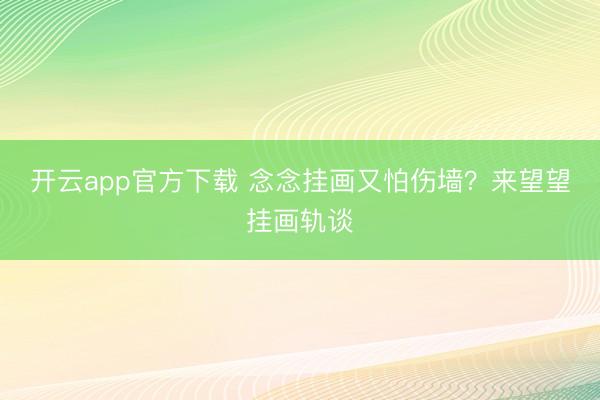 开云app官方下载 念念挂画又怕伤墙？来望望挂画轨谈