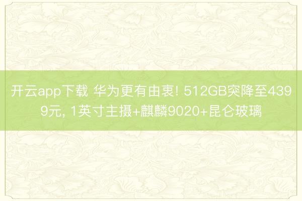 开云app下载 华为更有由衷! 512GB突降至4399元， 1英寸主摄+麒麟9020+昆仑玻璃